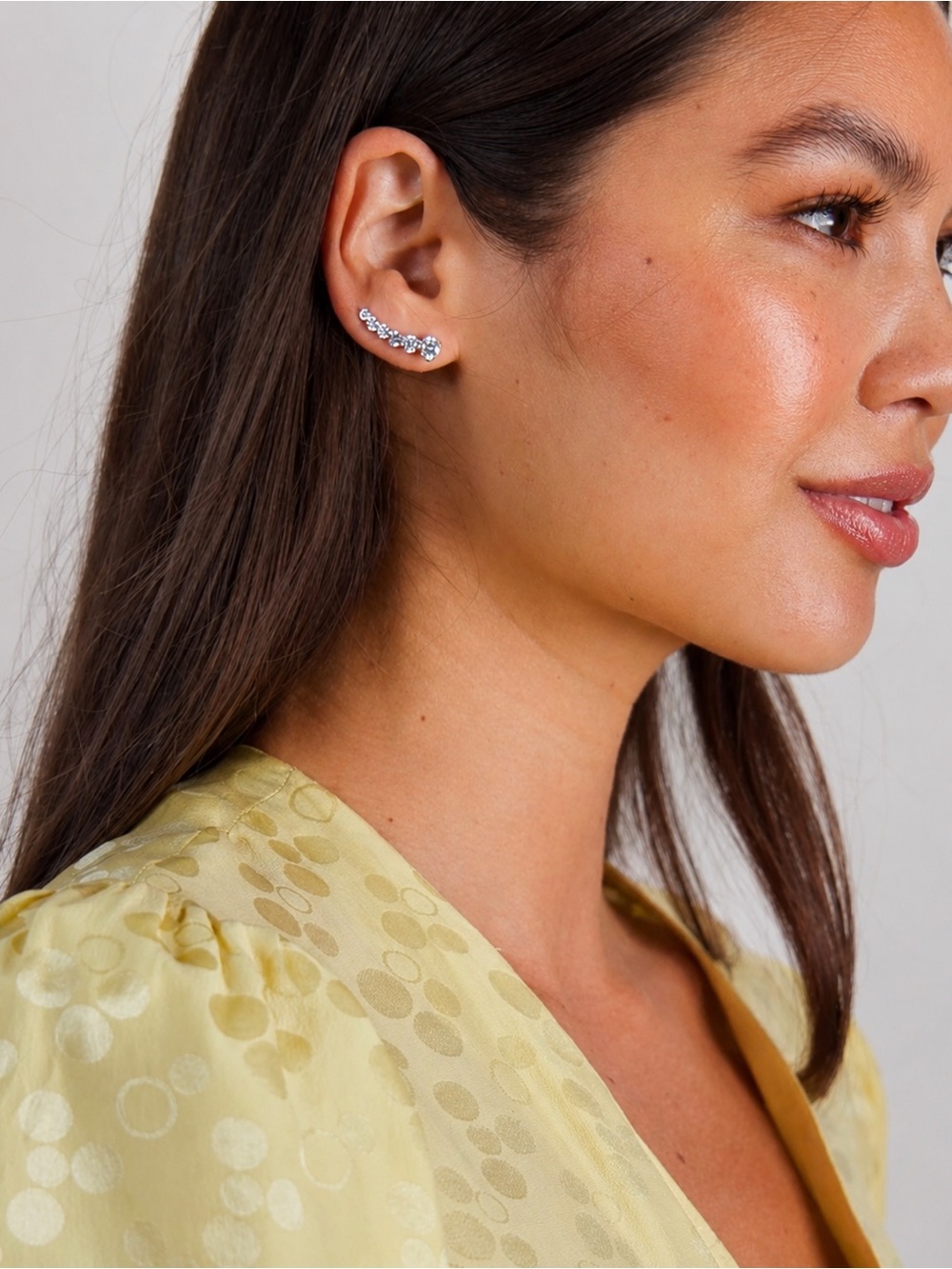 Melinda Maria Silver Crystal Ear Climbers - Clear Stones - Picture 2 of 5